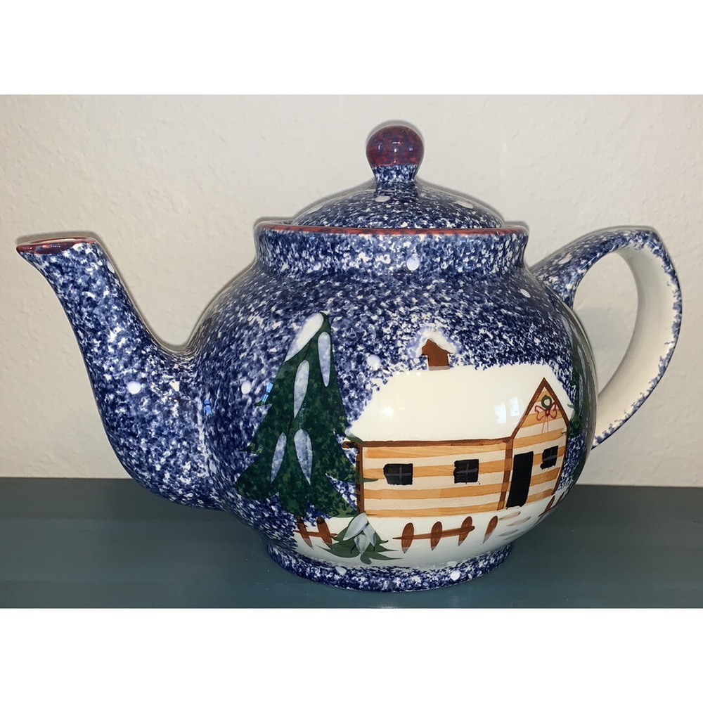 Cooks Bazaar Winter Cabin Snowy Teapot‎